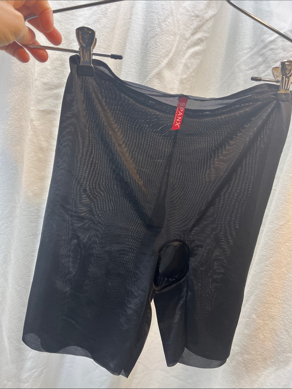 SPANX Black High-Waist Smoothing Shorts with Red Tag